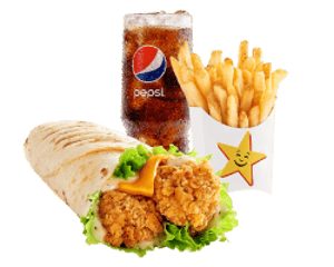 Combo, Chicken, Hardees, Chicken wrapper Spicy - Combo